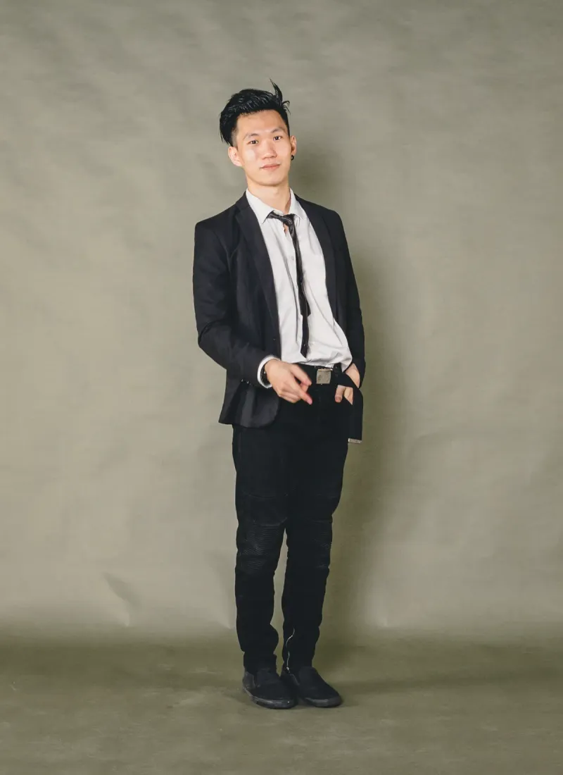 Joey in elegant studio lighting
